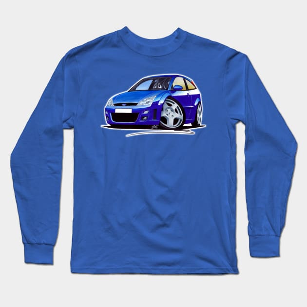 Ford Focus RS Blue Caricature Car Art Long Sleeve T-Shirt by y30man5